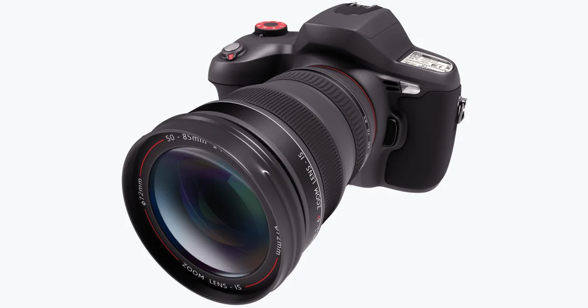 Cámara DSLR con objetivo sobre fondo claro para comparar cuerpos Canon